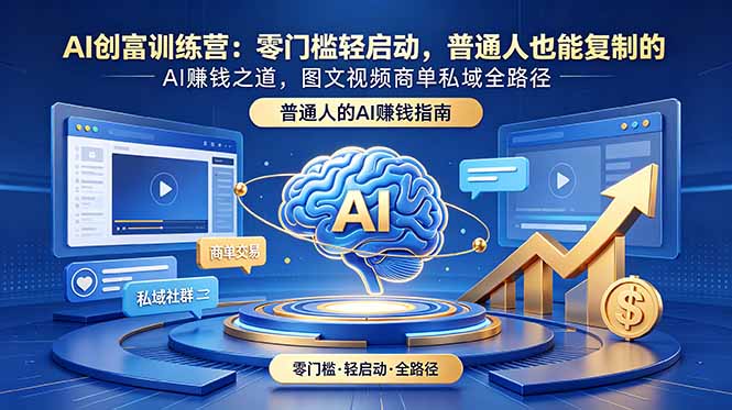 AI创富训练营：零门槛轻启动，普通人也能复制的AI赚钱之道，图文视频商单私域全路径-选优云网创