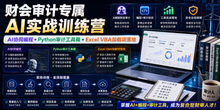 财会审计专属AI实战训练营｜AI协同编程+Python审计工具箱+Excel VBA加载项落地(更新0816)-选优云网创