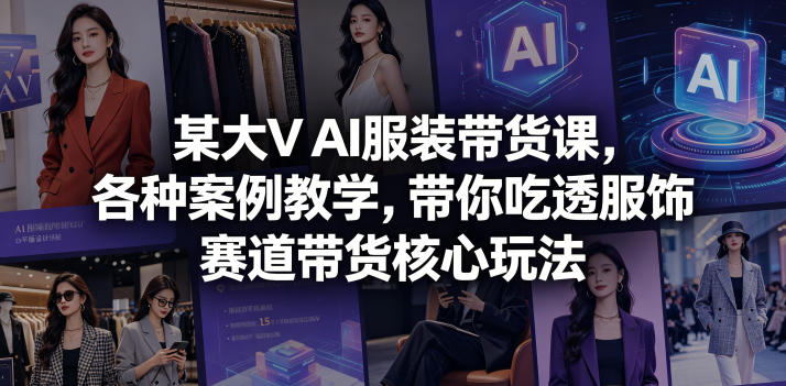 某大V AI服装带货课，各种案例教学，带你吃透服饰赛道带货核心玩法-选优云网创