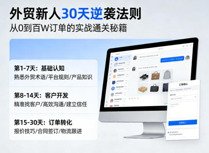 外贸新人30天逆袭法则，教你从0到百W订单的实战通关秘籍-选优云网创