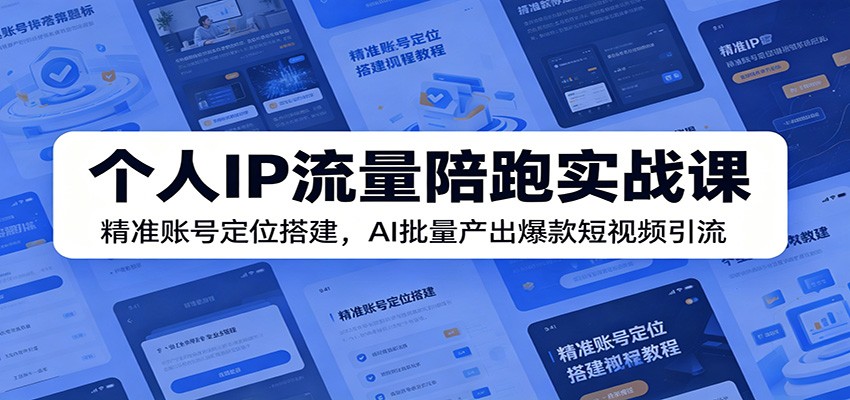 个人IP流量陪跑实战课：精准账号定位搭建，AI批量产出爆款短视频引流-选优云网创