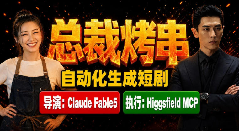 Claude Fable5担任导演+Higgsfield MCP落地执行｜《总裁烤串》真人质感短剧全自动AI生成全流程教学-选优云网创