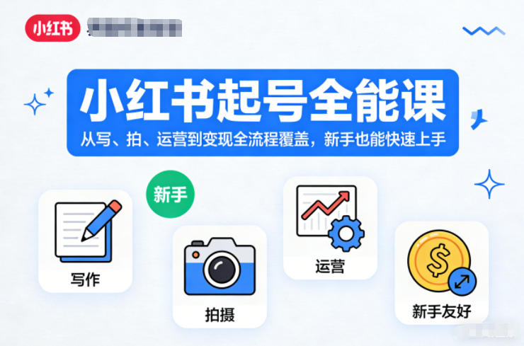小红书起号全能课，从写、拍、运营到变现全流程覆盖，新手也能快速上手(更新)-选优云网创