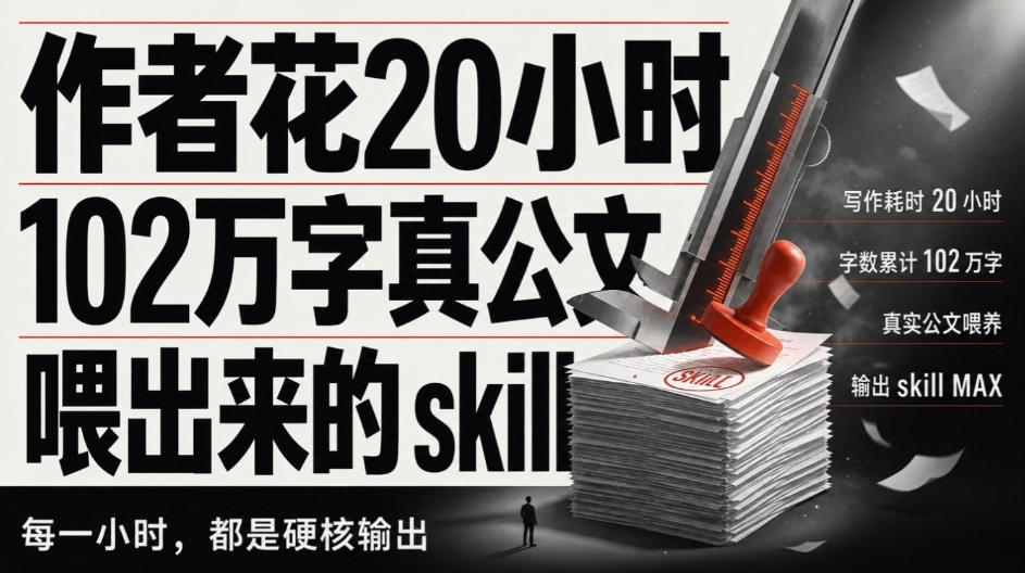 作者花20小时，102万字真公文喂出来的写作skill！体制内公文必备的公文排版Skill来了！-选优云网创
