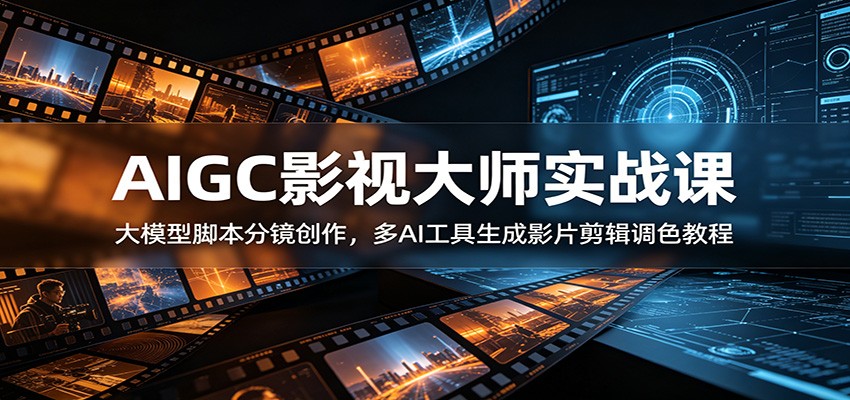 AIGC影视大师实战课：大模型脚本分镜创作，多AI工具生成影片剪辑调色教程-选优云网创