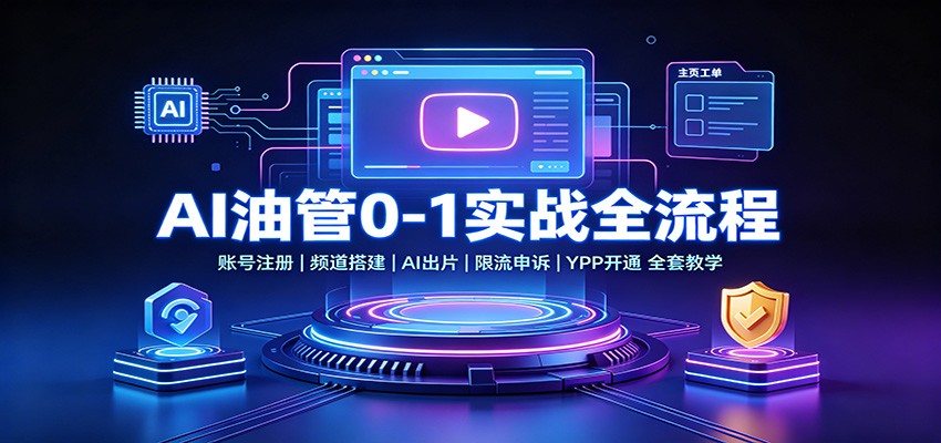 AI油管0-1实战：账号注册频道搭建，AI出片，限流申诉，YPP开通全套教学-选优云网创