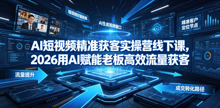 AI短视频精准获客实操营6月10-14号线下课，2026用AI赋能老板高效流量获客-选优云网创