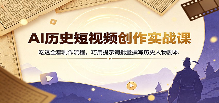 AI历史短视频创作实战课：吃透全套制作流程，巧用提示词批量撰写历史人物剧本-选优云网创