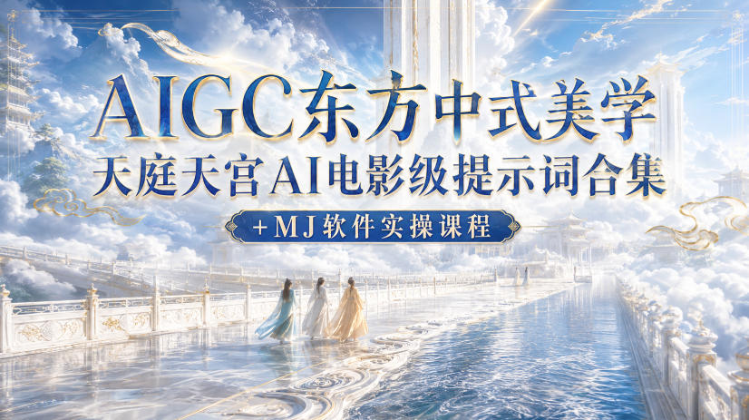 AIGC东方中式美学天庭天宫AI电影级提示词合集+MJ软件实操课程-选优云网创