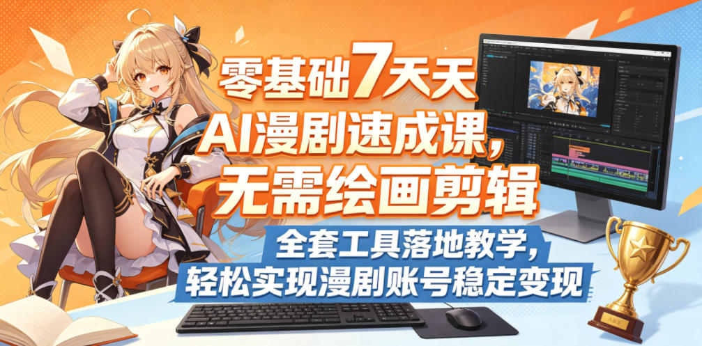 零基础7天AI漫剧速成课，无需绘画剪辑，全套工具落地教学，轻松实现漫剧账号稳定变现-选优云网创