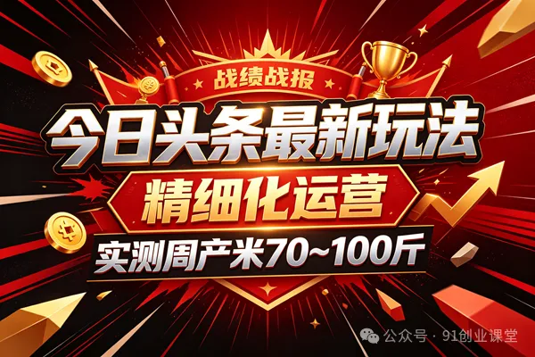 今日头条最新玩法，精细化运营，躺米，实测周产米 70~100 斤，兔米橡木，全新躺.zhuan模式-选优云网创