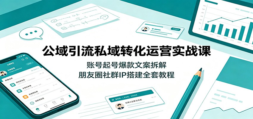 公域引流私域转化运营实战课：账号起号爆款文案拆解，朋友圈社群IP搭建全套教程-选优云网创