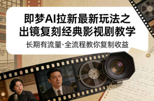 即梦AI拉新最新玩法之出镜复刻经典影视剧教学，长期有流量，全流程教你复制收益-选优云网创