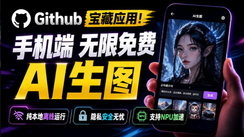 Github宝藏应用！手机端无限免费AI生图，纯本地离线运行，支持NPU加速斩获3.1k stars，local-dream-选优云网创