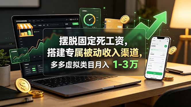 摆脱固定死工资，搭建专属被动收入渠道，多多虚拟类目月入 1-3 万-选优云网创