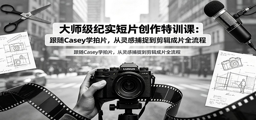 大师级纪实短片创作特训课：跟随Casey学拍片，从灵感捕捉到剪辑成片全流程-选优云网创