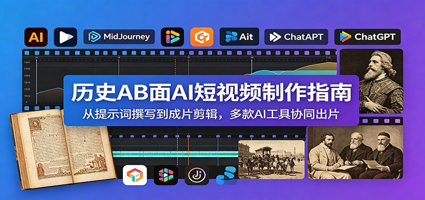 历史AB面AI短视频制作指南：从提示词撰写到成片剪辑，多款AI工具协同出片-选优云网创