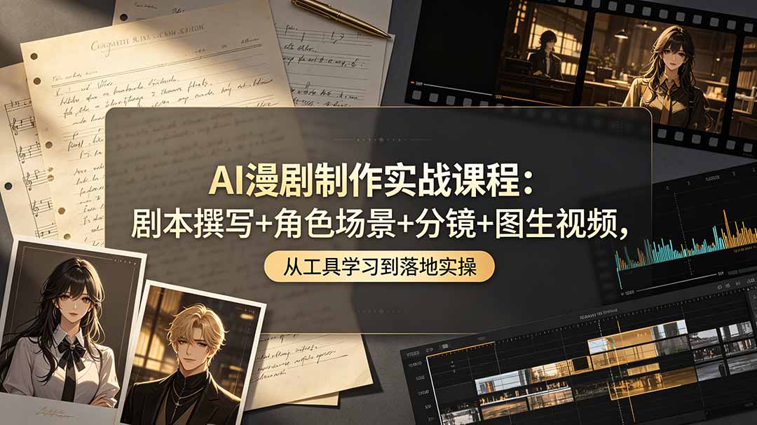 AI漫剧制作实战课程：剧本撰写+角色场景+分镜+图生视频，从工具学习到落地实操-选优云网创