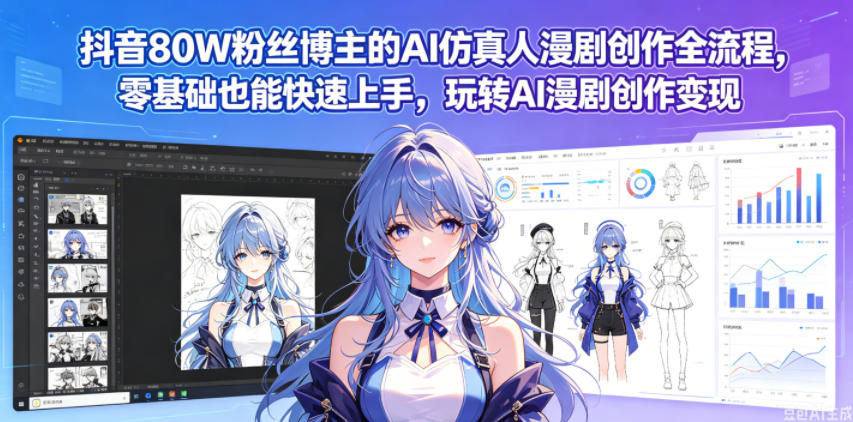 抖音80W粉丝博主的AI仿真人漫剧创作全流程,零基础也能快速上手,玩转AI漫剧创作变现-选优云网创