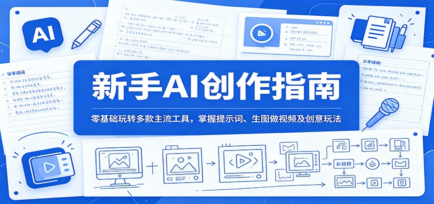 新手AI创作指南：零基础玩转多款主流工具，掌握提示词、生图做视频及创意玩法-选优云网创