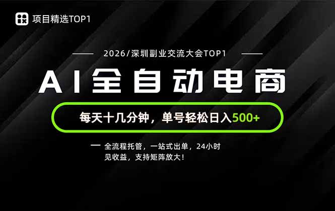副业精选TOP1，全流程托管，24小时见收益，单号轻松日入500+-选优云网创