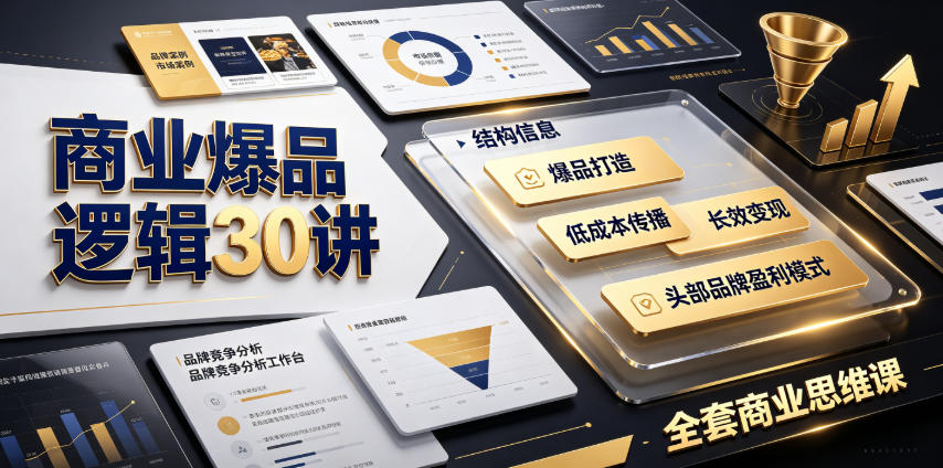 商业爆品逻辑30讲｜拆解各行各业头部品牌盈利模式，吃透爆品打造、低成本传播、长效变现全套商业思维课-选优云网创