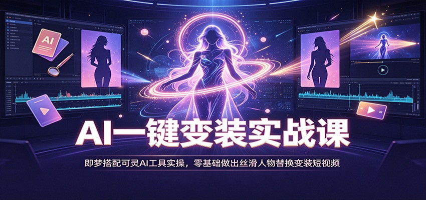 AI一键变装实战课：即梦搭配可灵AI工具实操，零基础做出丝滑人物替换变装短视频-选优云网创