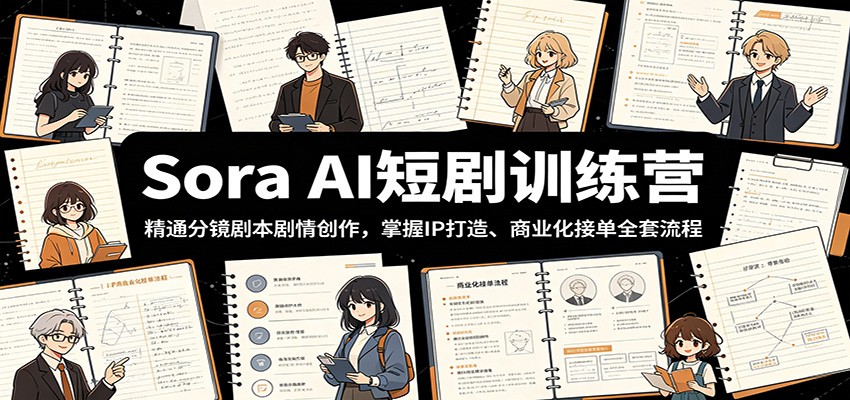 Sora AI短剧训练营：精通分镜剧本剧情创作，掌握IP打造、商业化接单全套流程-选优云网创