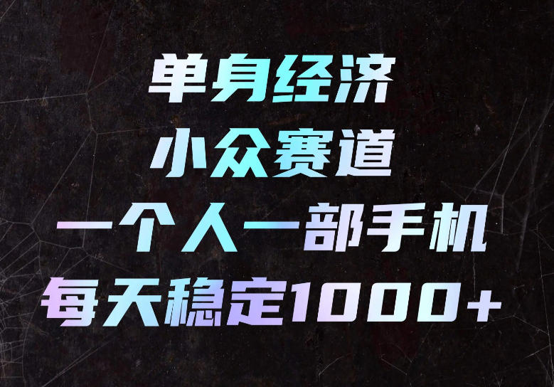 单身经济小众赛道，一个人一部手机，每天稳定1000+，长期可持续的赛道【揭秘】-选优云网创
