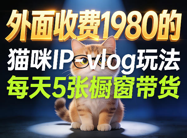 宠物赛道猫咪IP-vlog玩法，26条视频涨粉29W，每天5张橱窗带货拆解-选优云网创