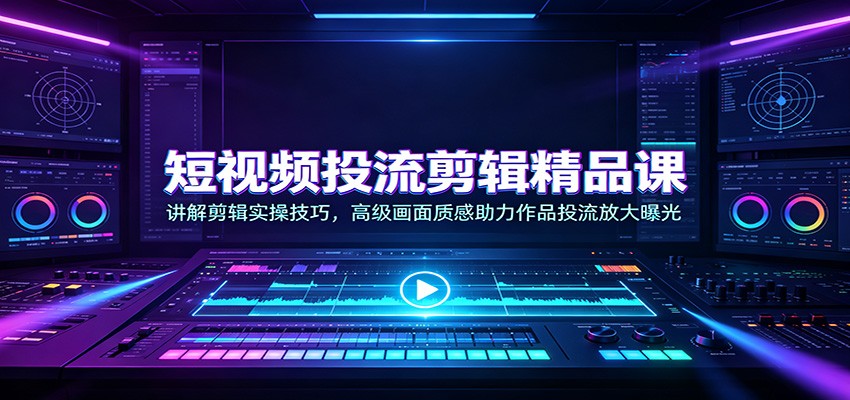 短视频投流剪辑精品课：讲解剪辑实操技巧，高级画面质感助力作品投流放大曝光-选优云网创