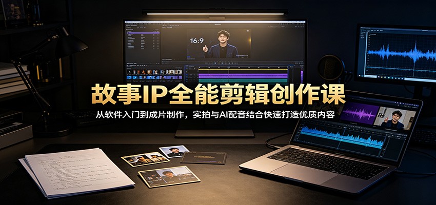 故事IP全能剪辑创作课：从软件入门到成片制作，实拍与AI配音结合快速打造优质内容-选优云网创