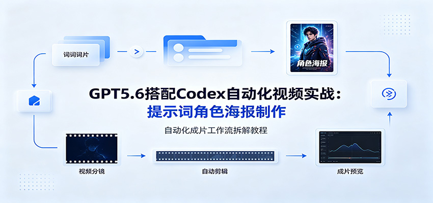GPT5.6搭配Codex自动化视频实战：提示词角色海报制作，自动化成片工作流拆解教程-选优云网创