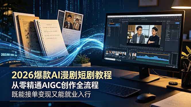 2026 爆款 AI 漫剧短剧教程 从零精通 AIGC 创作全流程 既能接单变现又能就业入行-选优云网创