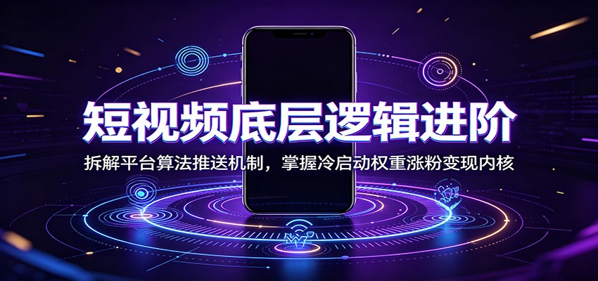 短视频底层逻辑进阶：拆解平台算法推送机制，掌握冷启动权重涨粉变现内核-选优云网创