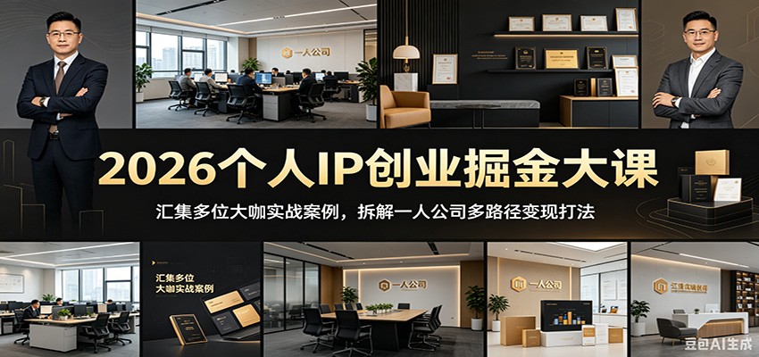 2026个人IP创业掘金大课：汇集多位大咖实战案例，拆解一人公司多路径变现打法-选优云网创