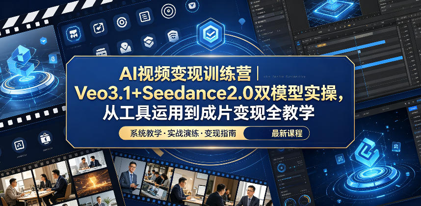 AI视频变现训练营｜Veo3.1+Seedance2.0双模型实操，从工具运用到成片变现全教学-选优云网创