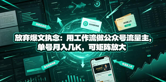 放弃爆文执念：用工作流做公众号流量主，单号月入几K，可矩阵放大-选优云网创