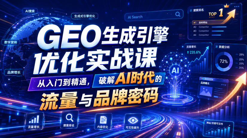 GEO生成引擎优化实战课,从入门到精通,破解AI时代的流量与品牌密码-选优云网创