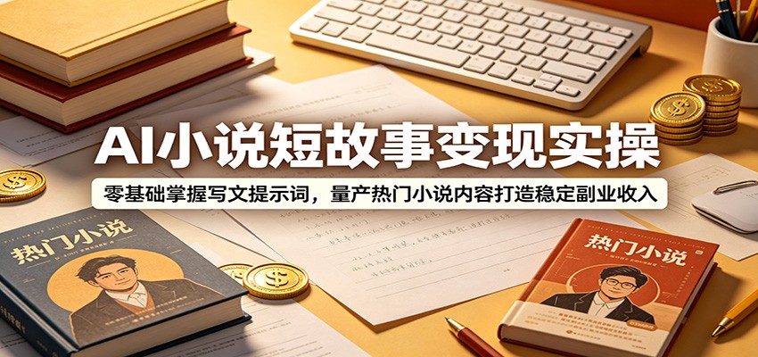 AI小说短故事变现实操：零基础掌握写文提示词，量产热门小说内容打造稳定副业收入-选优云网创