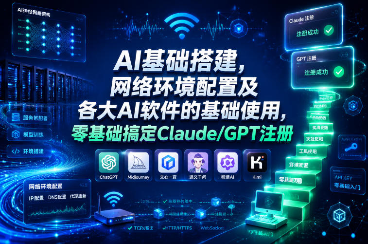 AI基础搭建，网络环境配置及各大AI软件的基础使用，零基础搞定Claude/GPT注册-选优云网创