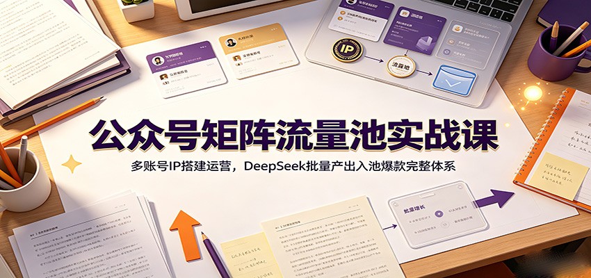 公众号矩阵流量池实战课：多账号IP搭建运营，DeepSeek批量产出入池爆款完整体系-选优云网创