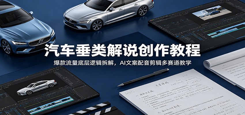 汽车垂类解说创作教程：爆款流量底层逻辑拆解，AI文案配音剪辑多赛道教学-选优云网创