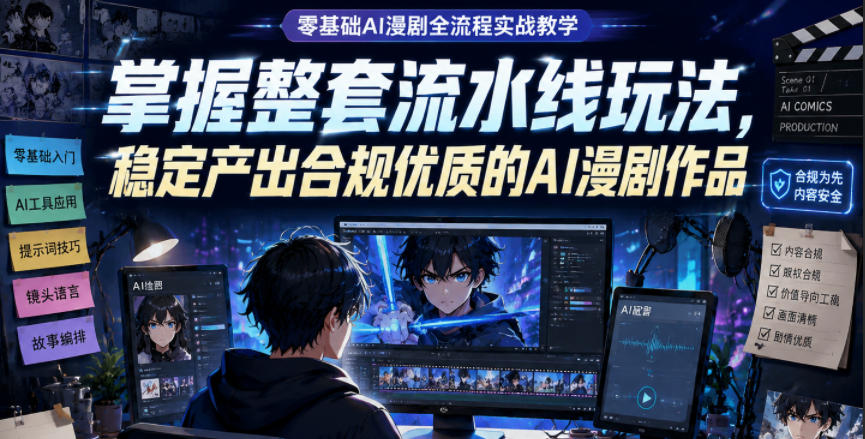 零基础AI漫剧全流程实战教学，掌握整套流水线玩法，稳定产出合规优质的AI漫剧作品-选优云网创