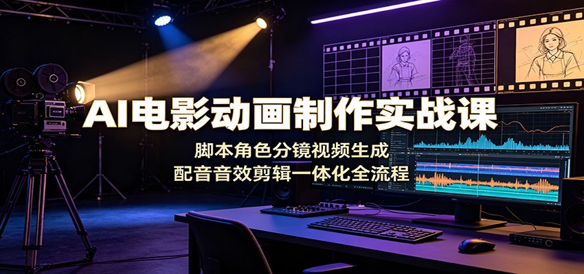 AI电影动画制作实战课：脚本角色分镜视频生成，配音音效剪辑一体化全流程-选优云网创