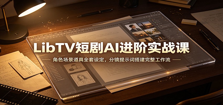 LibTV短剧AI进阶实战课：角色场景道具全套设定，分镜提示词搭建完整工作流-选优云网创