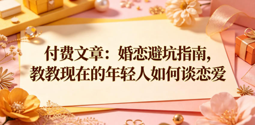付费文章：婚恋避坑指南，教教现在的年轻人如何谈恋爱-选优云网创