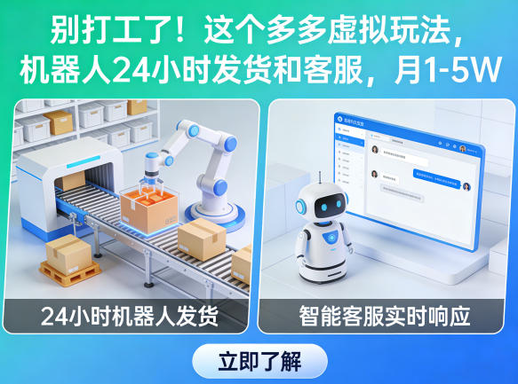 别打工了！这个多多虚拟玩法，机器人24小时发货和客服，月1-5W【揭秘】-选优云网创