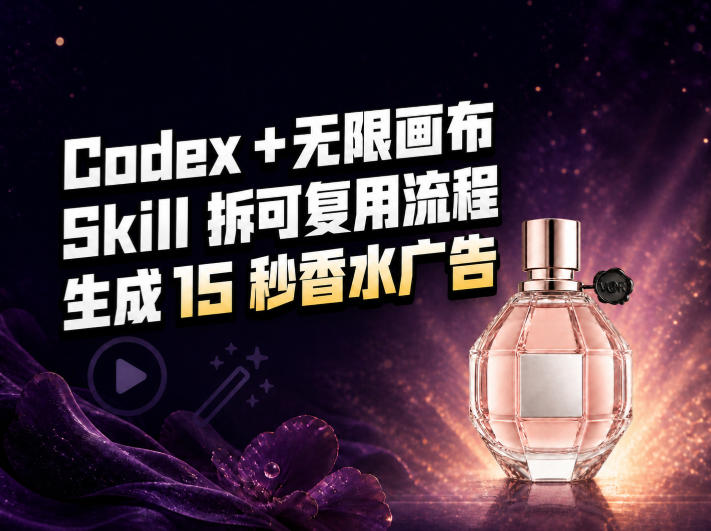 我把Amazon香水视频拆成Codex Skill：无限画布负责最后15秒-选优云网创