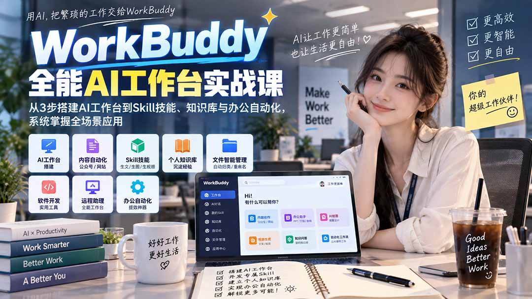 （20403期）WorkBuddy全能AI工作台实战课：从3步搭建AI工作台到Skill技能、知识库与办公自动化，系统掌握全场景应用-选优云网创